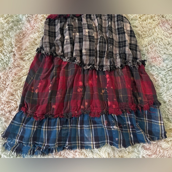 R13 Pieced Gathered Skirt In Od Red/beige/blue Plaid Size XS - Picture 5 of 12